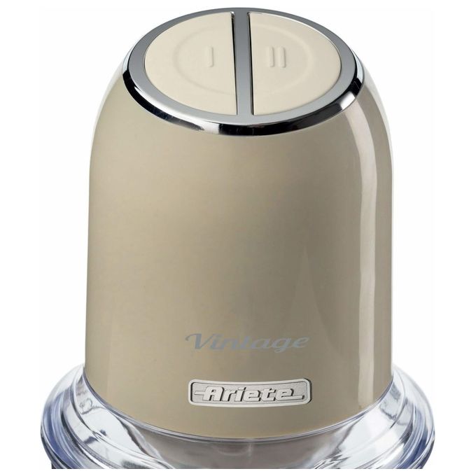 Ariete 0438 Vintage Tritatutto Chopper Tritaghiaccio 400 W 600 ml 4 lame Acciaio Inox 2 velocita' colore Beige