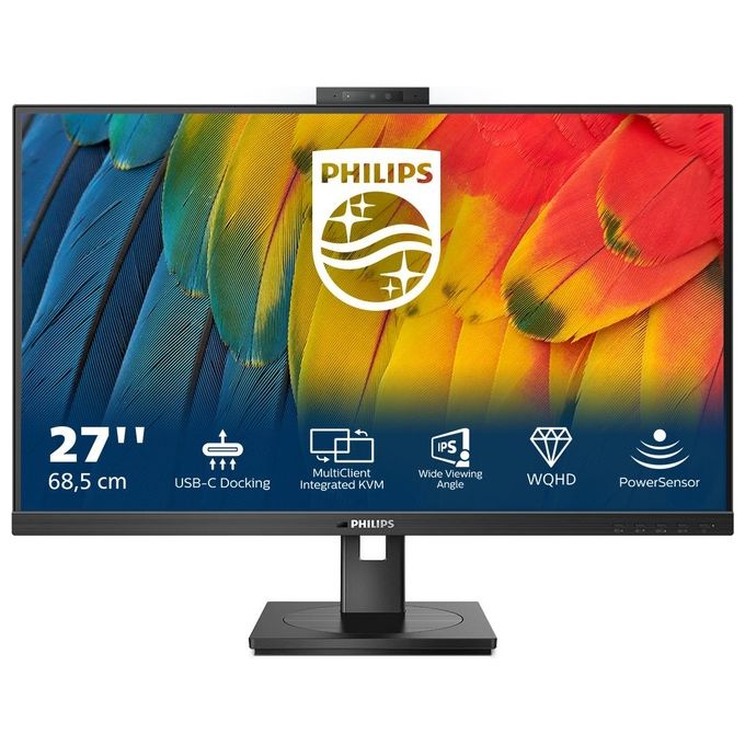 Philips 27B1U5601H 5000 Series Monitor PC 27'' IPS QHD 2560x1440 75Hz Webcam 5MP USB-C 100W Windows Hello colore Nero