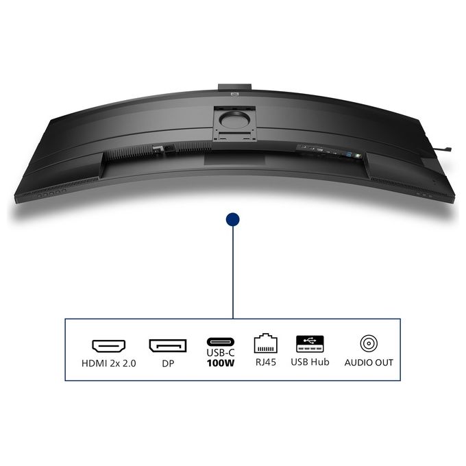 Philips 49B2U6903CH-00 Monitor PC Curvo 48.8'' Dual QHD 5120x1440 100Hz Webcam Integrata USB-C Docking Grigio