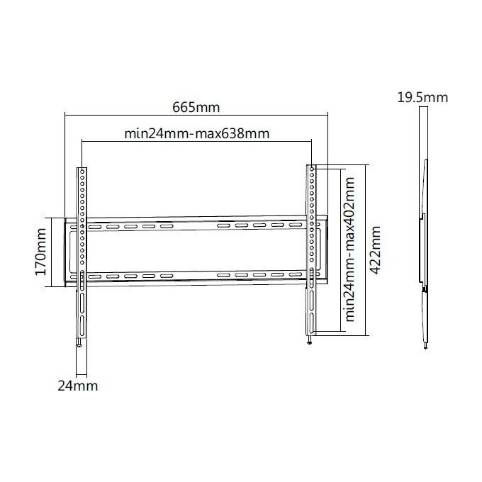 Equip 650333 Staffa a Parete per TV Fissa 37'' 75'' Portata 35 Kg VESA 600x400 colore Nero