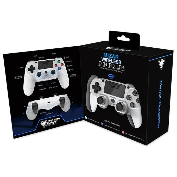 DragonShock DSCPS4-WH Mizar Gamepad Wireless PS4 PC Dispositivi Mobili Bluetooth 8 m 620 mAh colore Bianco
