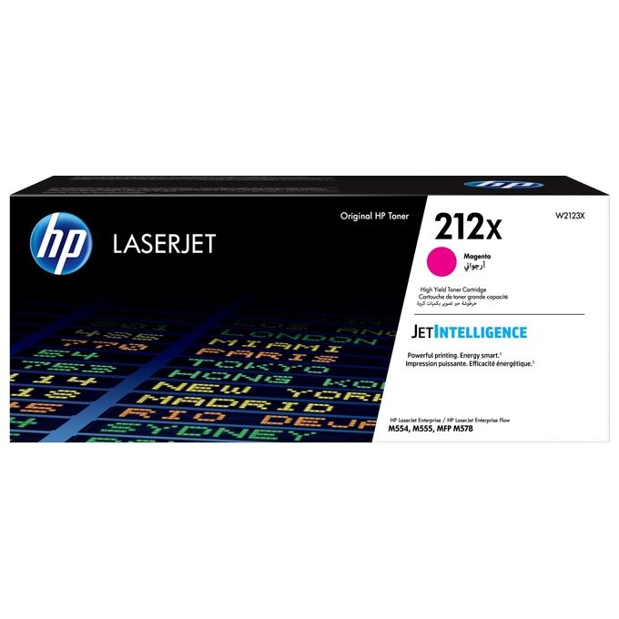 HP W2123X 212X Toner Originale Alta Capacita' LaserJet Enterprise M554 M555 M578 10000 Pagine colore Magenta