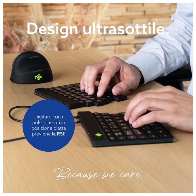 R-Go Tools RGOSP-ITWIBL R-Go Split Tastiera Ergonomica Divisa QWERTY Italiano USB Cablata Forbici Plug and Play colore Nero
