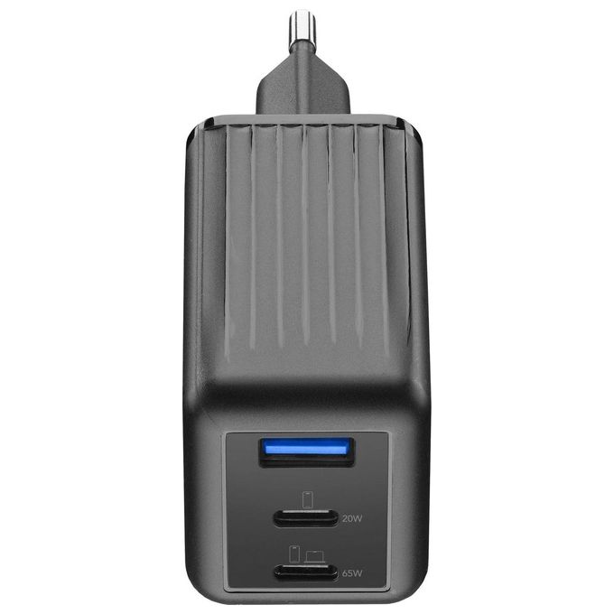 Cellularline ACHUSBGAN3PD65WK Multipower Micro Caricabatterie GaN 65W 3 Porte USB-C Power Delivery colore Nero