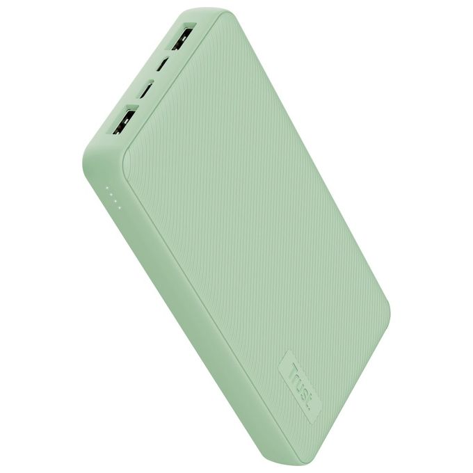 Trust 25027 Primo Powerbank 20000 mAh 15W Ricarica Rapida 2 USB-A 1 USB-C Eco colore Verde