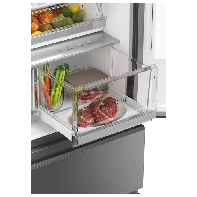 Haier HFW7819EWMP Cube 83 Serie 7 Frigorifero 4 Porte 537 L 192.5 cm Classe E 37 dB No Frost Wi-Fi colore Platino Acciaio Inox