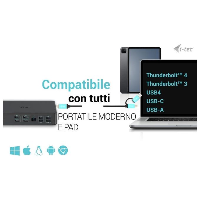 I-TEC DOCKING STATIONS CADUAL4KDOCKPD2IT USB 3.0 USB-C Thunderbolt 3 Docking Station Professionale Dual 4K 60Hz Power Delivery 100W colore Nero