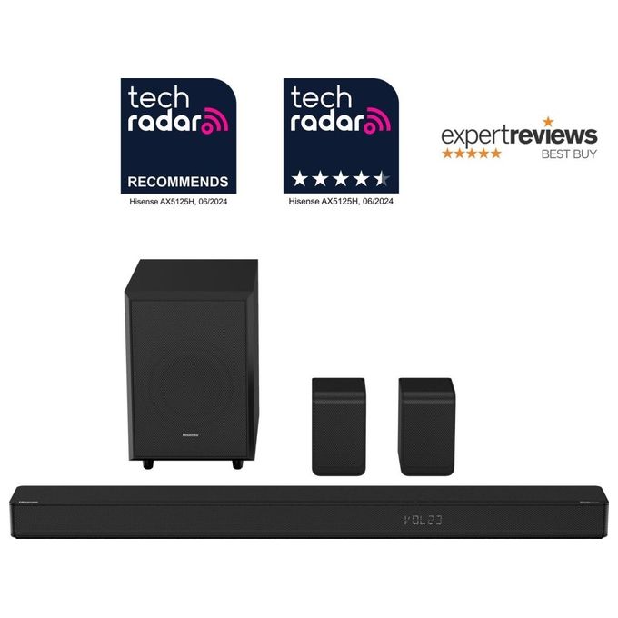 Hisense AX5125H Soundbar 5.1.2 canali 500 W con Subwoofer Wireless e Altoparlanti Posteriori Nero