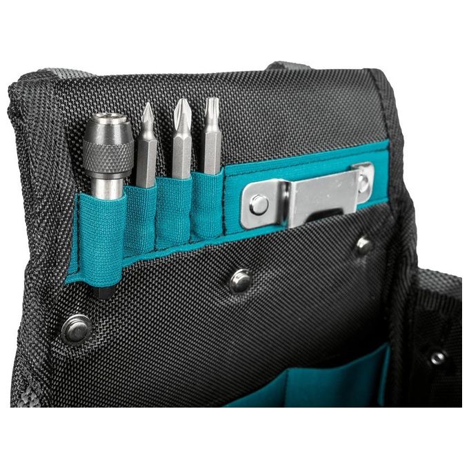 Makita E-15182 Borsa Portautensili per Trapano Ambidestro in Pelle e Poliestere con Supporto per Metro e Clip per Cintura colore Nero