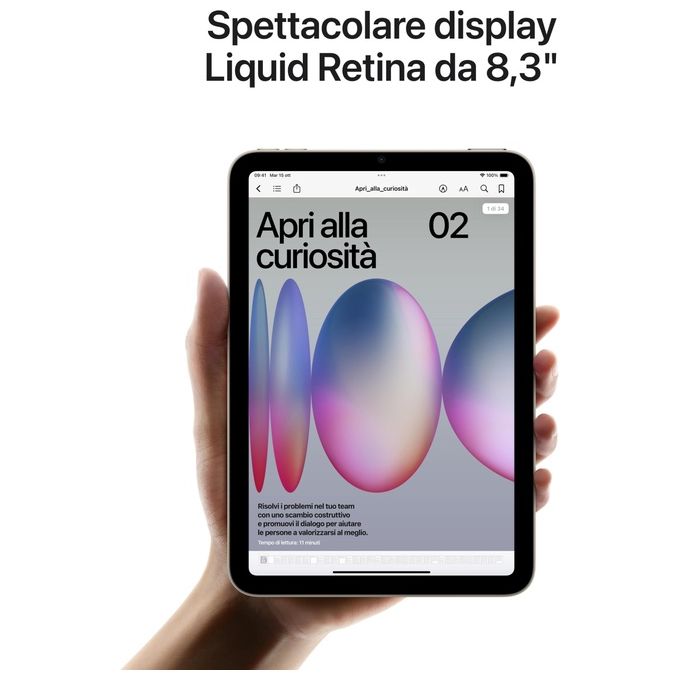 Apple MYGY3TY-A iPad mini Tablet Display Liquid Retina 8'' 512 GB Wi-Fi 6E Processore Apple A17 Pro colore Grigio siderale
