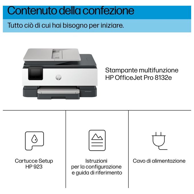 HP 40Q45B OfficeJet Pro 8132e Stampante Multifunzione a Getto d'Inchiostro Colore con Wi-Fi Ethernet Bluetooth e Stampa Fronte Retro Automatica colore Grigio