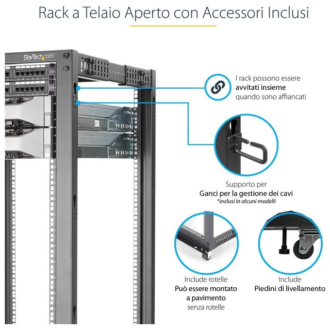 StarTech.com Armadio Server rack 4 Staffe a Telaio Aperto 25u reg