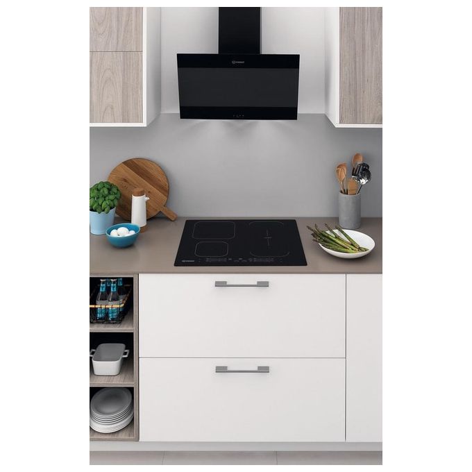 Indesit IB65B60NE Piano cottura a induzione 60 cm 4 zone DualZone PushandGo colore Nero