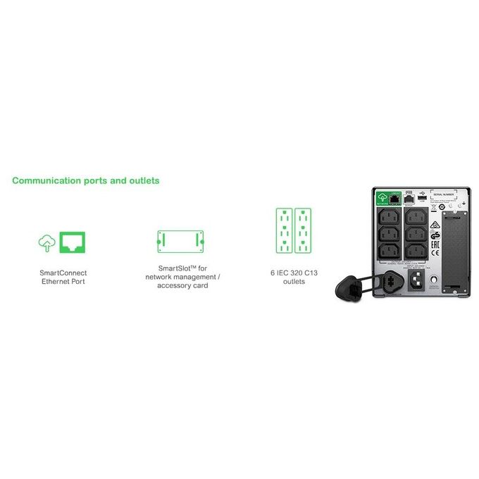 APC SMT750IC Smart-UPS Gruppo di Continuita' UPS 750 VA 500 W 6 Prese IEC C13 Display LCD SmartConnect AVR colore Nero