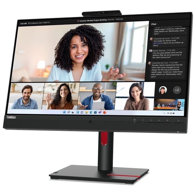Lenovo 63D7UAT3EU ThinkVision T24mv-30 Monitor PC 23.8'' Full HD IPS LED 75Hz USB-C 90W Webcam 5MP Hub USB Ethernet colore Nero