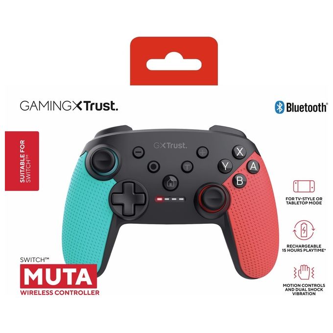 Trust 25427 GXT 1246B Muta Gamepad Wireless Bluetooth con Vibrazione e Controllo Movimento colore Nero Blu Rosso