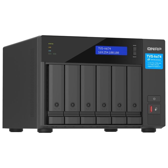 QNAP TVS-H674-I5-32G TVS-H674 NAS Tower Intel Core i5-12400 6 Core 32 GB DDR4 QuTS hero colore Nero