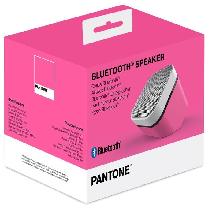 Celly, Speaker Fluo, Cassa Bluetooth con Tecnologia Bluetooth 5.1 e Potenza di Uscita di 3W, Speaker Wireless con Raggio di 10m e Autonomia Fino a 3,5 h, Adatta per Ambienti Chiusi e Aperti, Fucsia