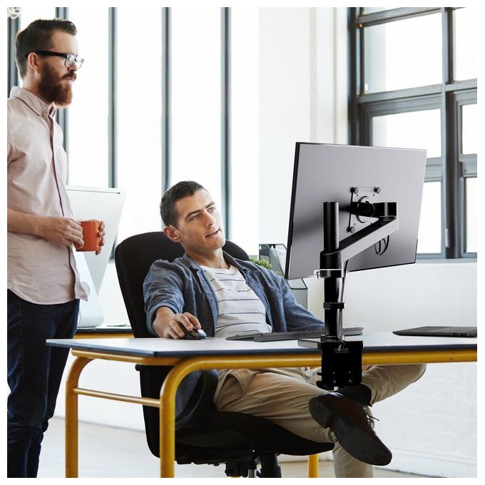 ERGOTRON 45-669-224 NX Monitor Arm Supporto per Monitor Singolo fino a 34'' e 8 Kg VESA 75x75 100x100 mm Rotazione 360° Inclinazione 30° Altezza Regolabile 199-447 mm colore Nero