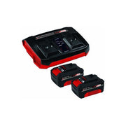 Einhell 4512112 Starter Kit PXC Batteria e Caricabatterie 2x 4000 mAh 18V Twin Charger con Ricarica Parallela colore Nero Rosso