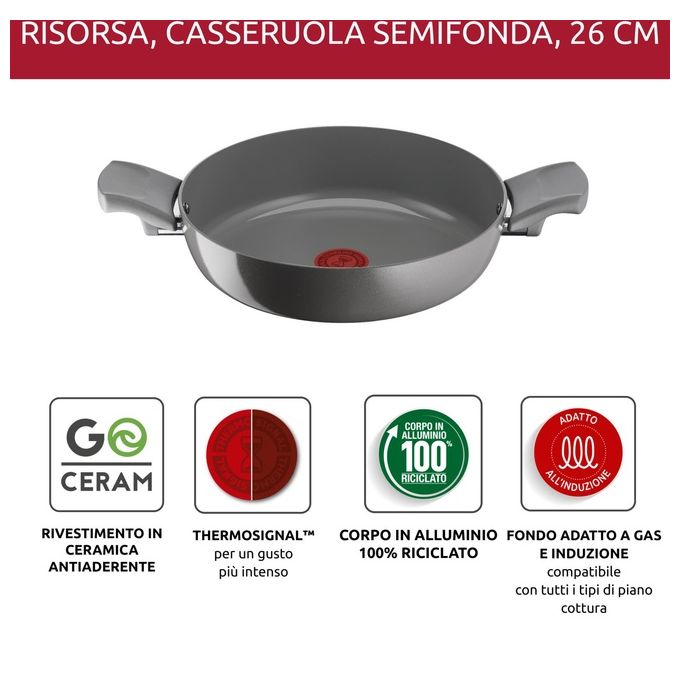 Lagostina 010274031726 Casseruola 24 cm Risorsa  coperchio Bassa