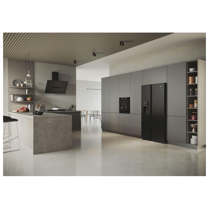 Haier HSR5918DIPB SBS 90 Serie 5 Frigorifero Americano Side by Side 511 L 177 cm Classe D 40 dB No Frost Dispenser Acqua e Ghiaccio colore Nero