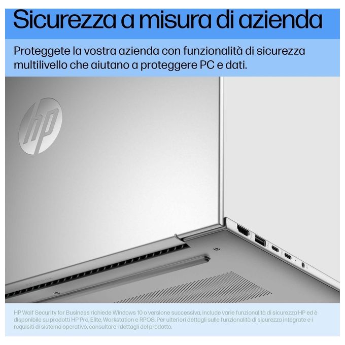 HP 9Y7B3ET ProBook 460 G11 Notebook Intel Core Ultra 5 125U 16'' WUXGA 8 GB DDR5 512 GB SSD NVMe Wi-Fi 6E Windows 11 Pro colore Pike Silver