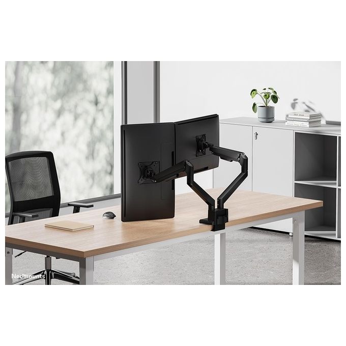 Neomounts DS70-250BL2 NEXT Slim Braccio per Monitor 2 Schermi Fino a 32'' Regolazione Molla a Gas 180° Stop colore Nero