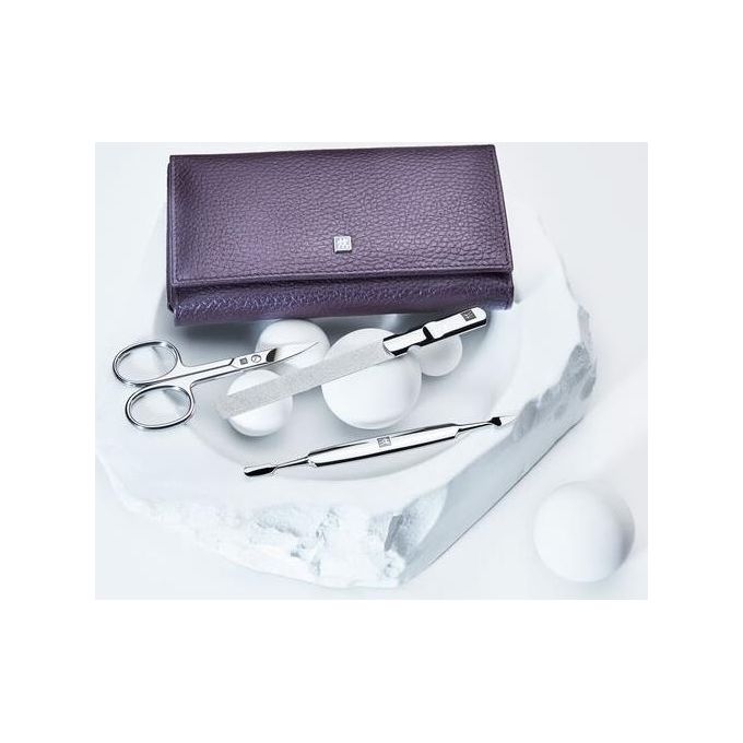 ZWILLING 97646-008-0 Classic Inox Set da Manicure e Pedicure 7 pezzi in acciaio inossidabile con custodia in pelle colore Viola