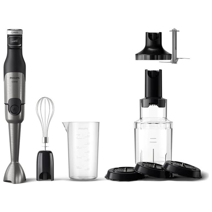 Philips HR2684-00 Serie 5000 Frullatore a Immersione 1200W ProMix 3 Velocita' Tritatutto XL Spiralizer colore Nero