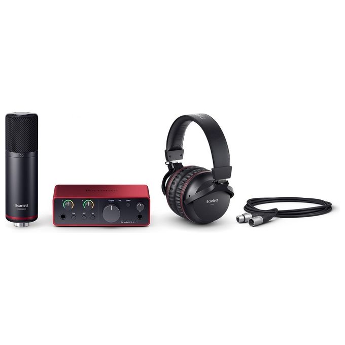 Focusrite MOSC0039 Scarlett Solo Studio Pacchetto interfaccia audio USB-C 24 bit 192 kHz con microfono a condensatore e cuffie colore Rosso e Nero