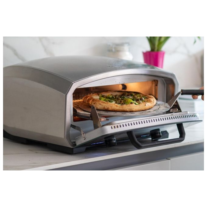 RGV 111370 Vulcano Forno Elettrico per Pizza Piatto Girevole 33 cm 2100 W Timer Digitale 450°C colore Nero Acciaio Inox