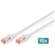 Digitus DK-1644-010-WH-10 Cavo Patch CAT6 S-FTP RJ45 1 m 1 Gbit-s 250 MHz LSZH PoE+ Confezione 10 pezzi colore Bianco