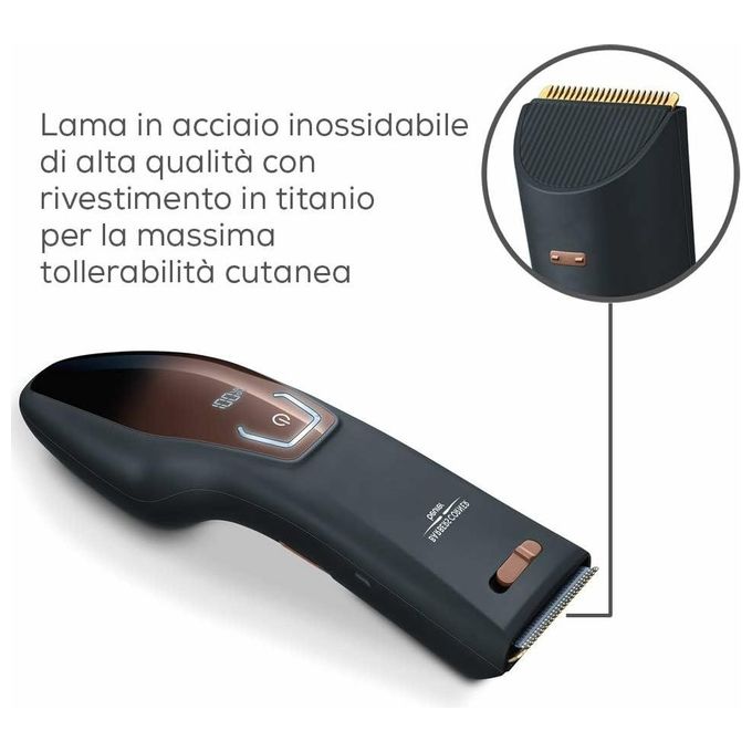 Beurer HR5000 Tagliacapelli Ricaricabile Lama Acciaio Inox Titanio 11 Lunghezze 3-33 mm IPX6 Autonomia 60 min colore Nero