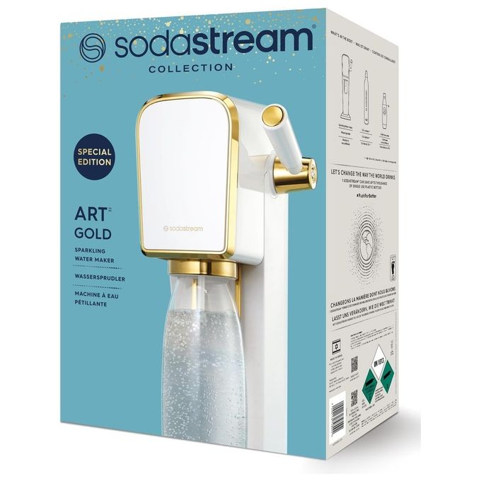 SodaStream 1013511415 Art Gasatore d'Acqua con Bottiglia 1L e Bombola CO2 60L colore Bianco Oro