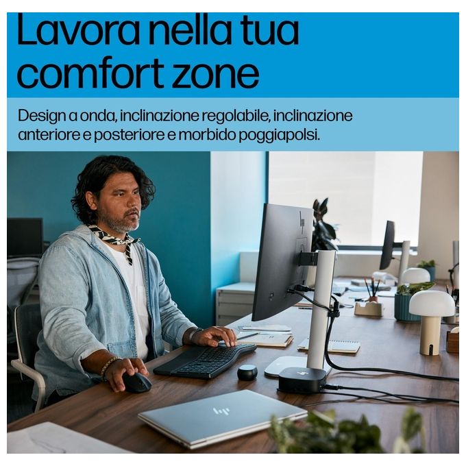 HP 8T6L9UT Tastiera HP 685 Comfort Dual-Mode Wireless Full-size con Connessione RF e Bluetooth Tasti Silenziosi Programmabili Poggiapolsi Incluso colore Nero