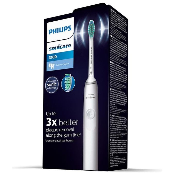Philips HX3671-13 Sonicare Serie 3100 Spazzolino elettrico sonico con timer e sensore di pressione autonomia 14 giorni colore Bianco