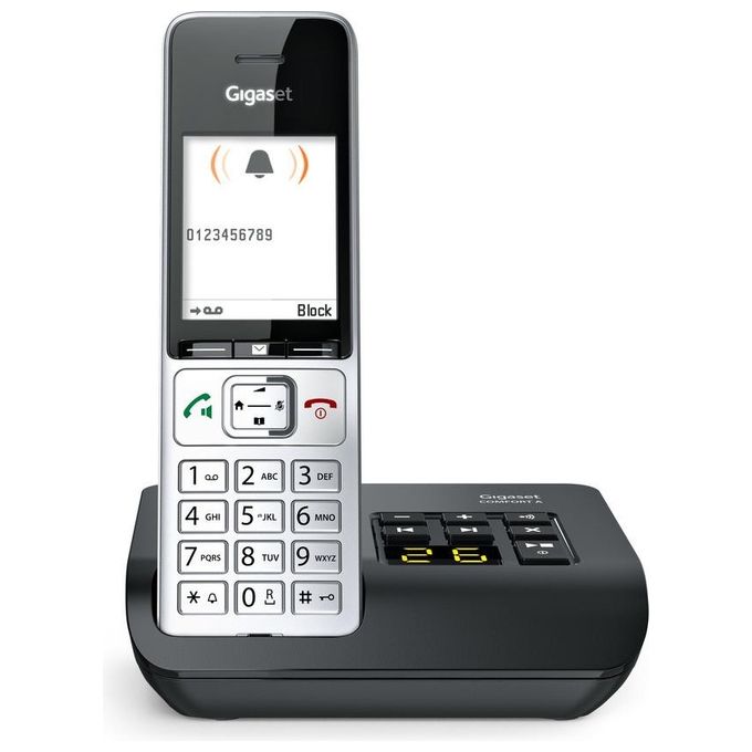 Gigaset S30852-H3023-B101 COMFORT 500A Telefono Analogico-DECT con Vivavoce Schermo TFT 2,2 Pollici Rubrica 200 Voci colore Nero-Argento