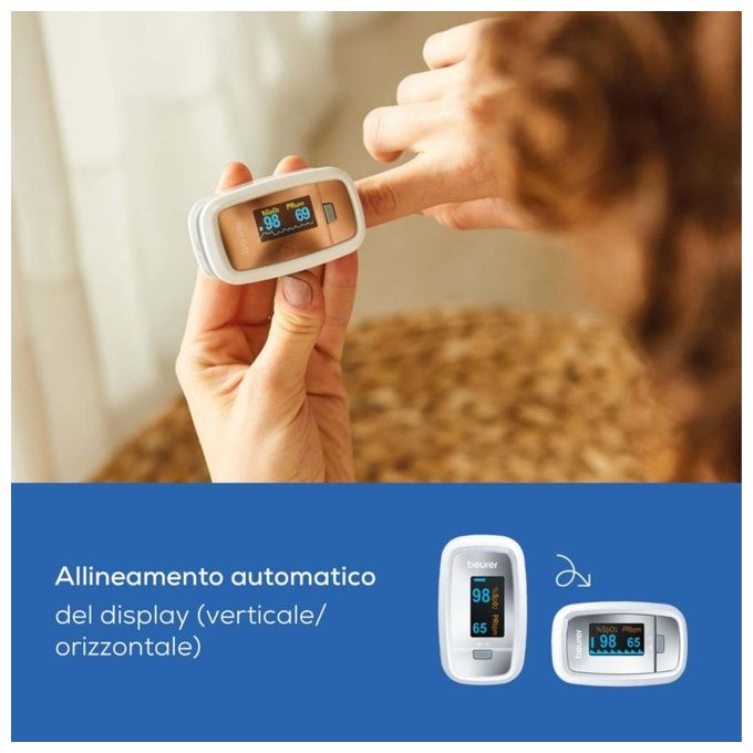 Beurer Pulsossimetro Monitoraggio Saturazione di Ossigeno nel Sangue e del Battito Cardiaco 61 x 36 x 32 mm Grigio PO 30