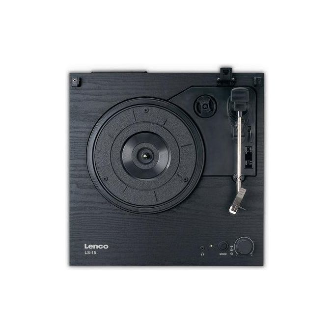 Lenco LS-15BK LS Series Giradischi Bluetooth 5.3 Trazione a Cinghia 2 Altoparlanti 6W AT3600L Auto-Stop AUX RCA colore Nero