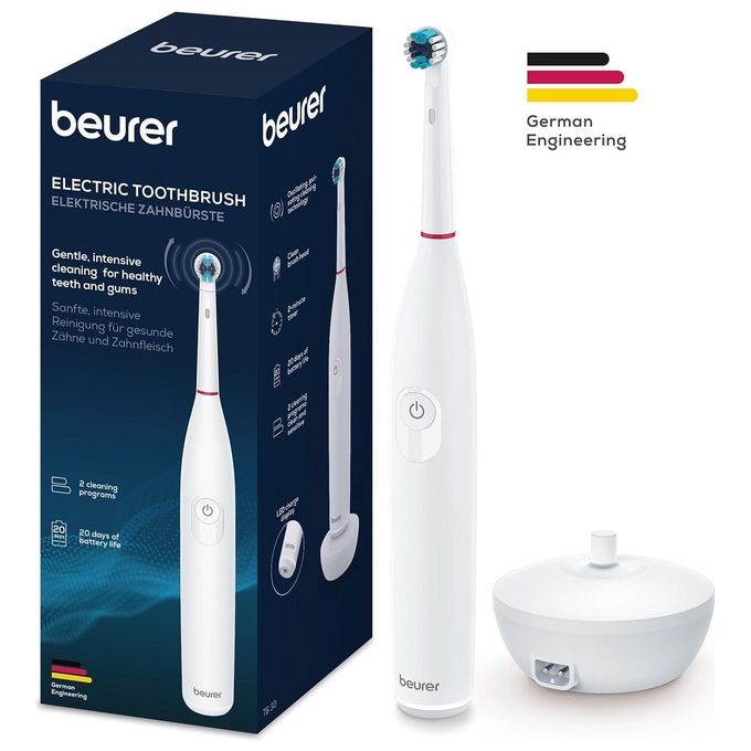 Beurer TB 30 Spazzolino elettrico oscillante-pulsante 2 modalita' timer 2 min autonomia 20 giorni colore Bianco