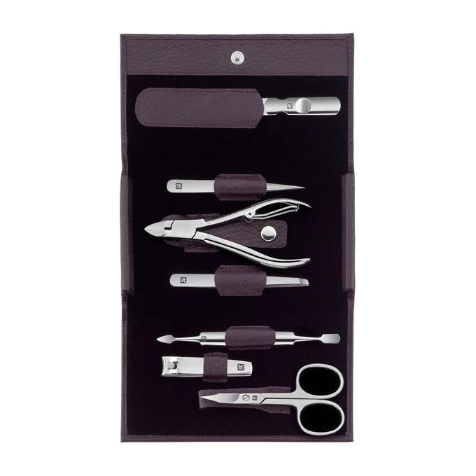 ZWILLING 97646-008-0 Classic Inox Set da Manicure e Pedicure 7 pezzi in acciaio inossidabile con custodia in pelle colore Viola