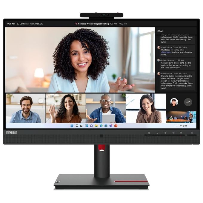 Lenovo 63D7UAT3EU ThinkVision T24mv-30 Monitor PC 23.8'' Full HD IPS LED 75Hz USB-C 90W Webcam 5MP Hub USB Ethernet colore Nero