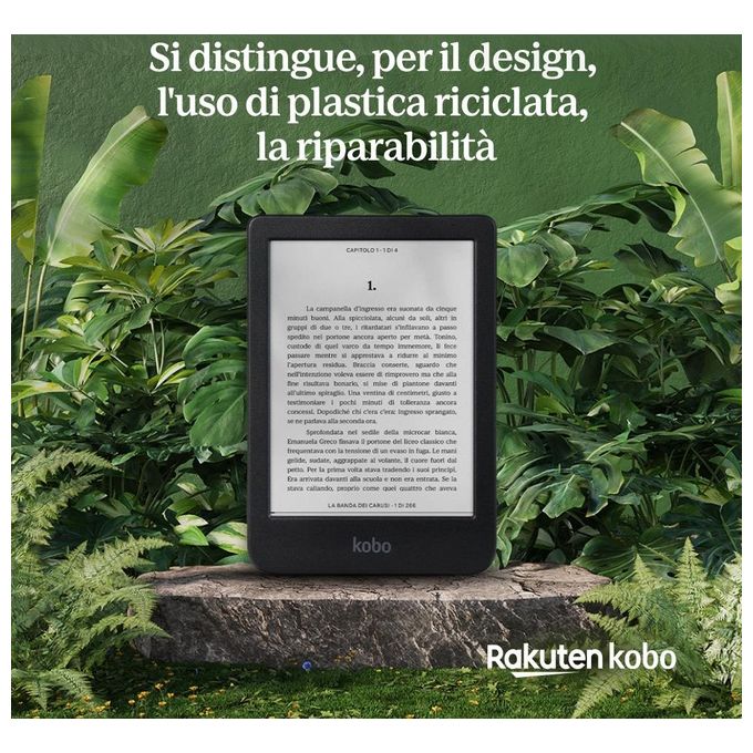 Kobo KOBO CLARA BW eReader Display E Ink Carta 1300 HD 6'' antiriflesso 16 GB Bluetooth IPX8 Modalita' Scura colore Nero