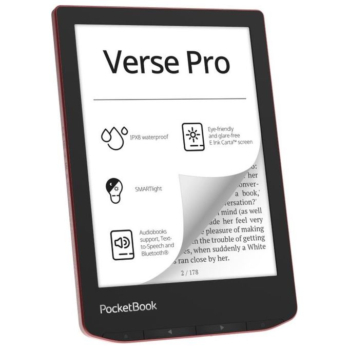PocketBook PB634-3-WW Verse Pro Lettore eBook Touch 6'' E Ink Carta 300 DPI 16 GB Wi-Fi Bluetooth Resistente all'acqua colore Rosso