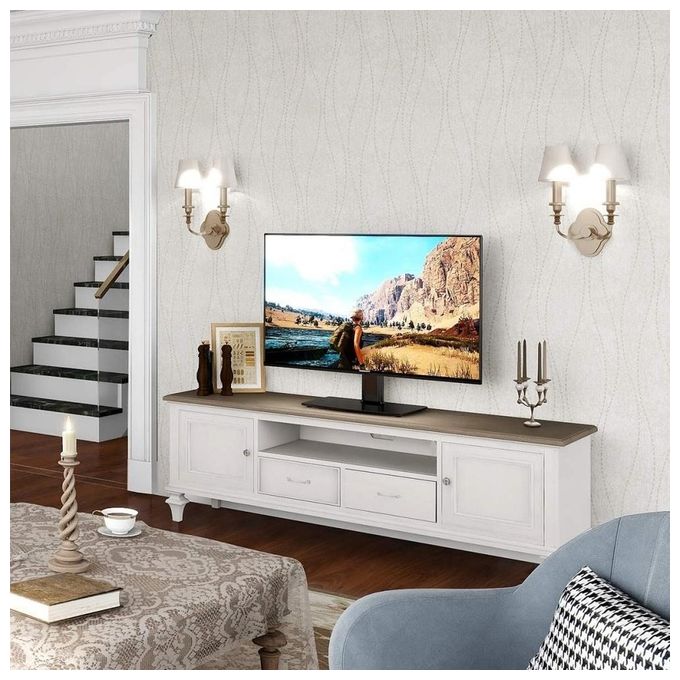 Techly ICA-LCD S07L Supporto Universale da Tavolo per TV 32'' a 65'' VESA 75x75 fino a 600x400 Altezza Regolabile Peso Massimo 45 Kg con Base in Vetro Temperato colore Nero