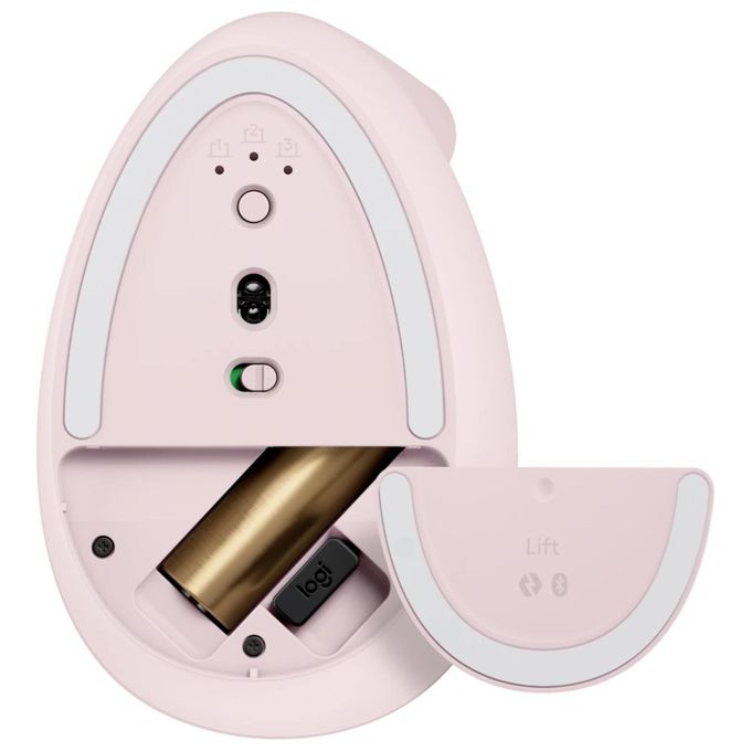 Logitech 910-006478 Lift Mouse Ergonomico Verticale Senza Fili 4000 DPI Bluetooth e RF 4 Tasti Clic Silenziosi Fino a 24 Mesi di Autonomia colore Rosa