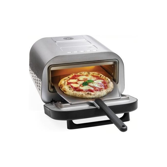 Macom 884 Just Kitchen Forno per Pizza Elettrico Pietra Refrattaria 32 cm 1700W 400°C Timer Digitale colore Nero Inox