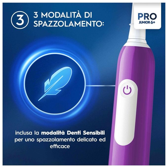 Oral-B 8006540742891 Junior Spazzolino elettrico rotante 3 modalita' timer 2 min sensore pressione colore Viola