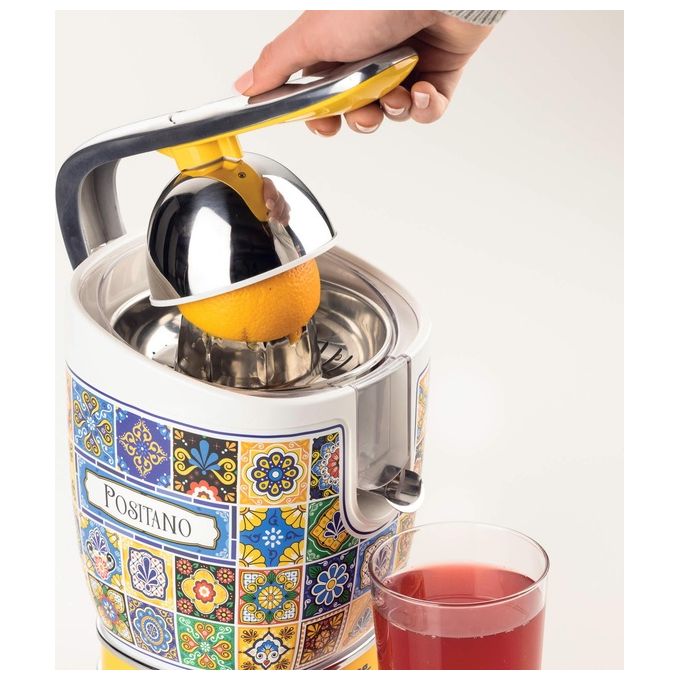 Ariete 0413-0P Positano Spremiagrumi Elettrico con Leva 2 Coni Acciaio Inox 85W 0.6L Beccuccio Salvagoccia colore Giallo